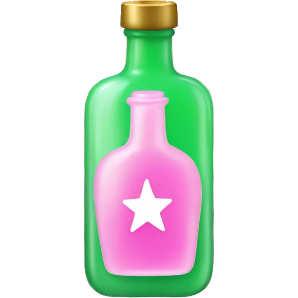 pink and green spell bottle with star label emoji