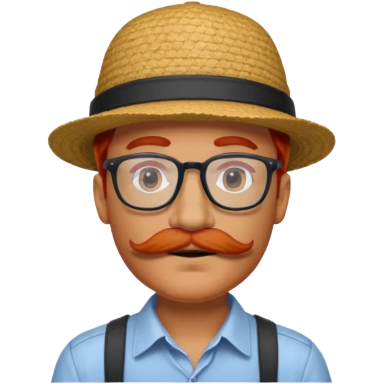 venice gondolier with red hair, iconic hat, normal glassess and mustache emoji