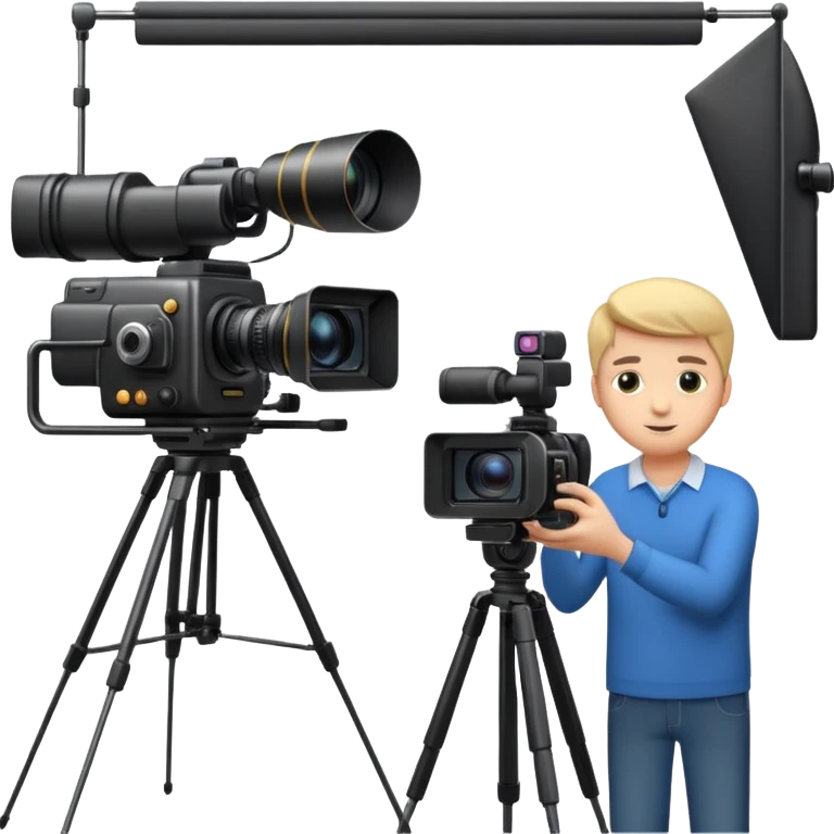 filming in studio with big camers and setup emoji