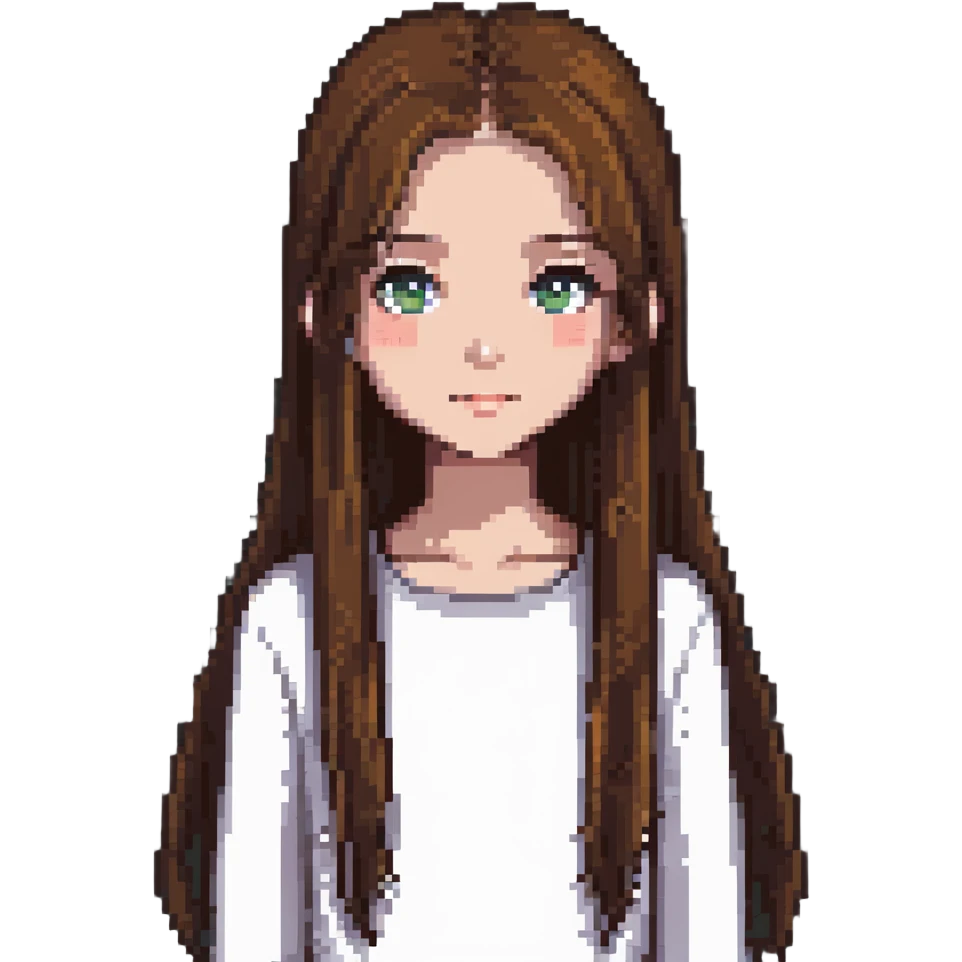 A girl with long, straight brown hair emoji