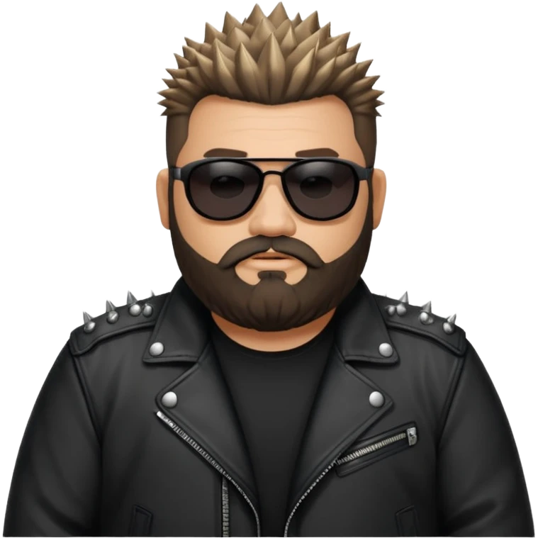 biker gang with black sunglass and rugged and fat guy bearded spicks hair black jacket emoji