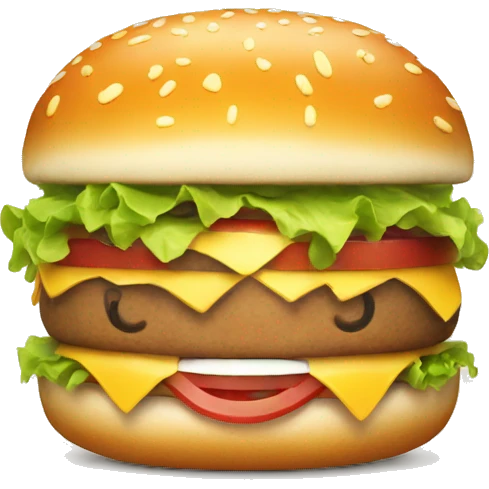 happy burger with face emoji