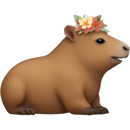 Capibara with flowers on it's head emoji