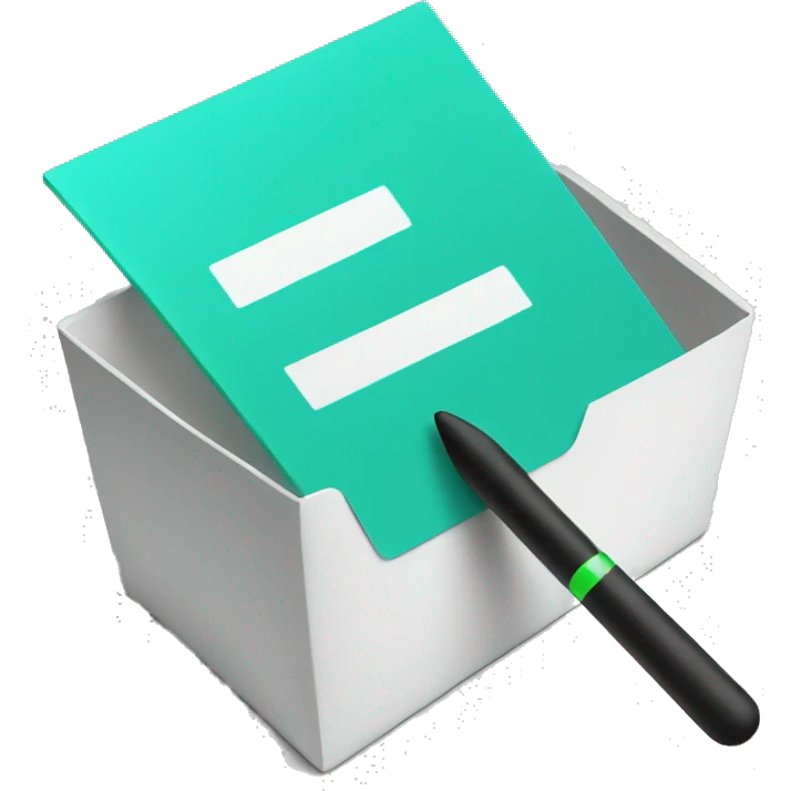Turquoise and black emoji showing a Google form being filled emoji