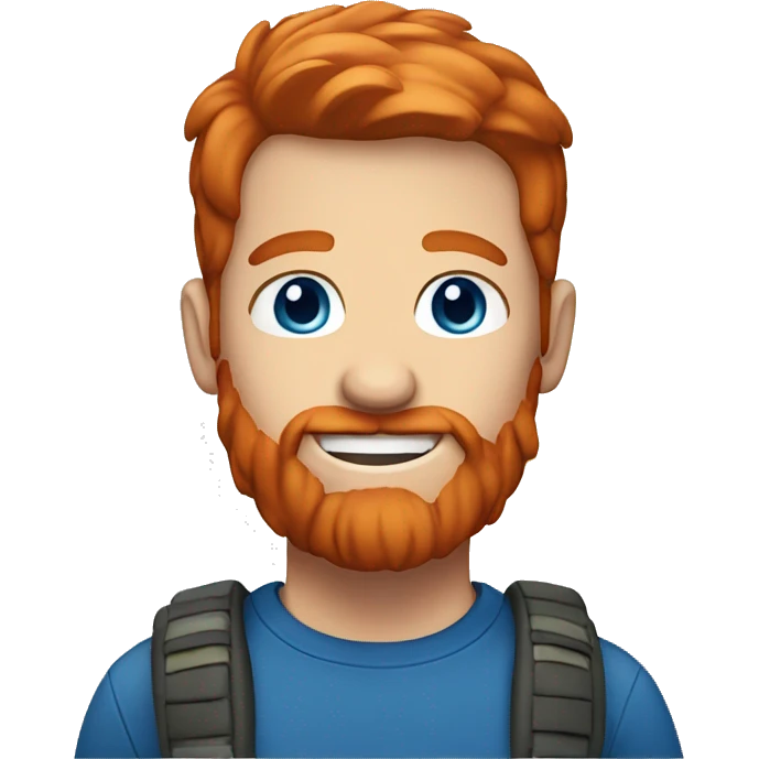 hiker red hair guy with short hair and beard and blue eyes  emoji