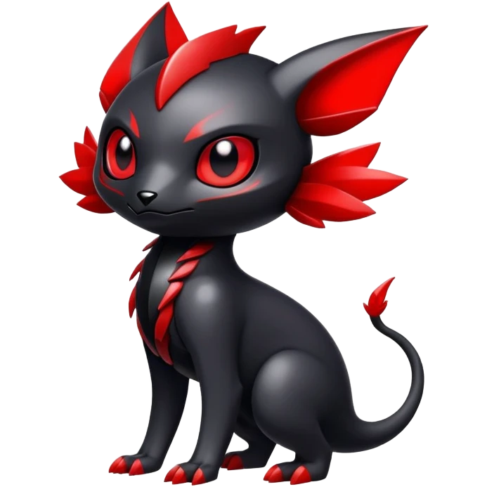 Modern futuristic black dark fakemon-creature with red accents emoji