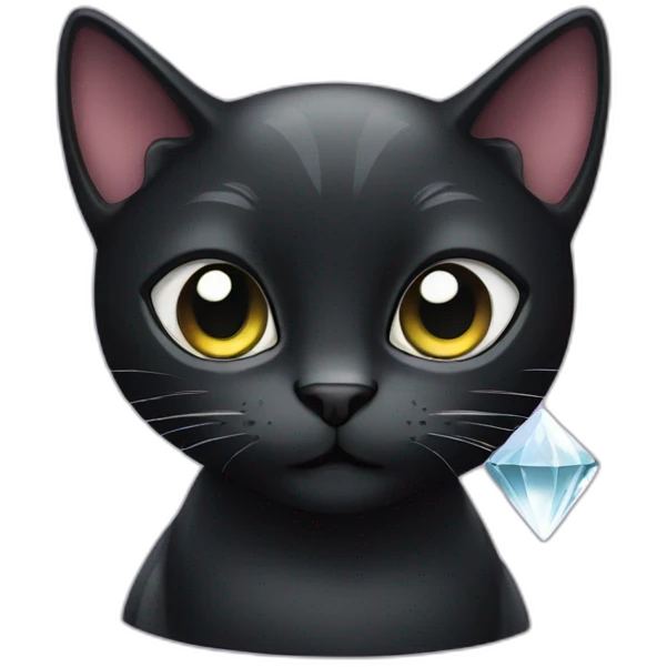Black cat with a big diamond emoji