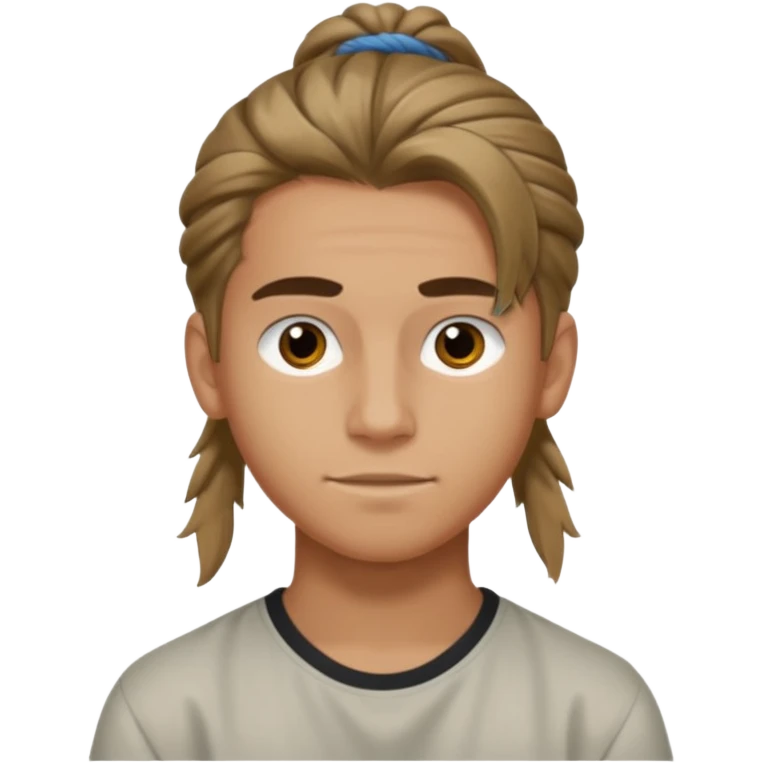 homme cheveux long attaché sans cheuveux dépanssant  16 ans, un peu bronzé emoji