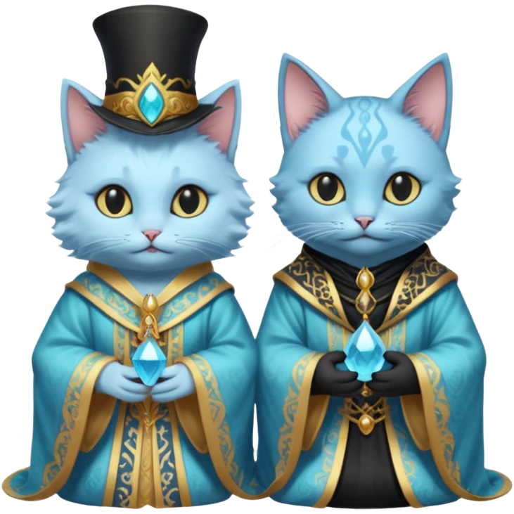 Leviathan magician couple and their pet cat emoji