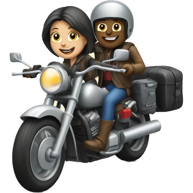 man and woman driving motorcycle emoji