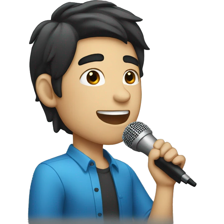 Guy with blue black hair singing  emoji