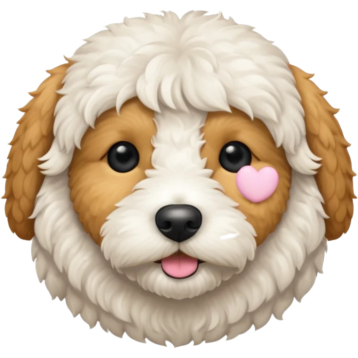 Can you make me an emoji of a very white mini goldendoodle that looks at more poodle with black eyes and a round face? emoji