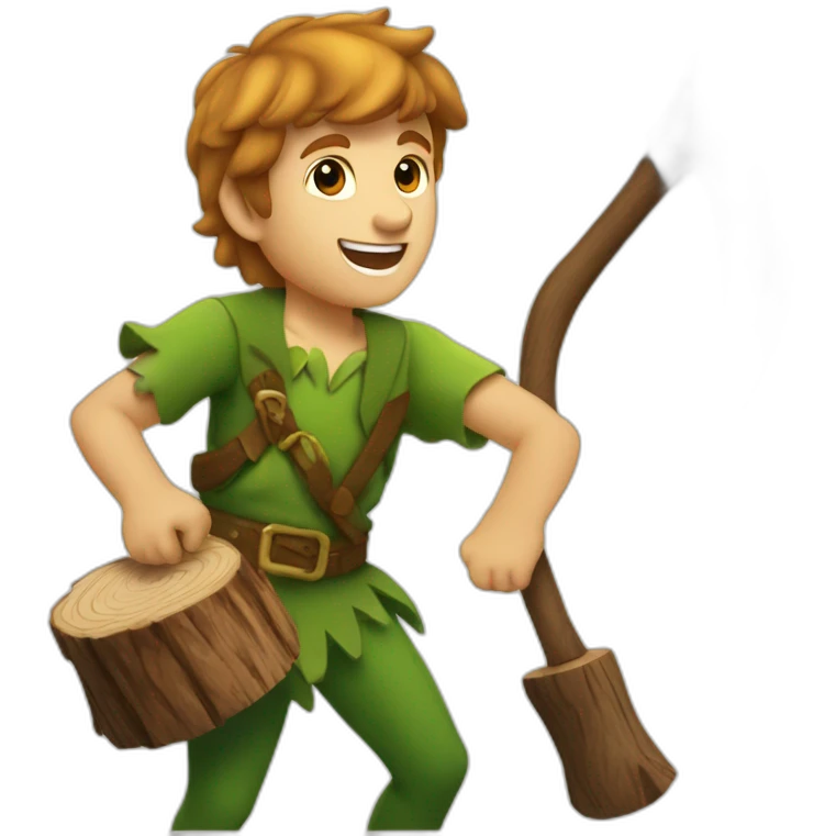 Peter Pan cutting wood with axe emoji