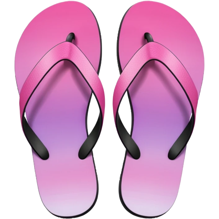 Realistic pink gradient pair of summer flip flops isolated. emoji
