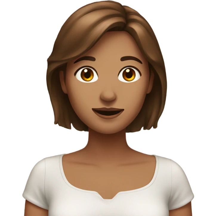 Woman with brown hair whit friend emoji