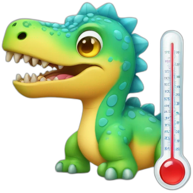 fever dinosaur with thermometer emoji