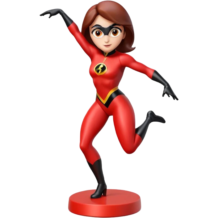 Isolated, detaile illustration of the most incredibly adorable superhero Elastigirl
figurine imaginable, toy style, 3D. emoji