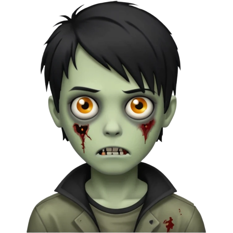 boy zombie with black side-swept emo hair emoji