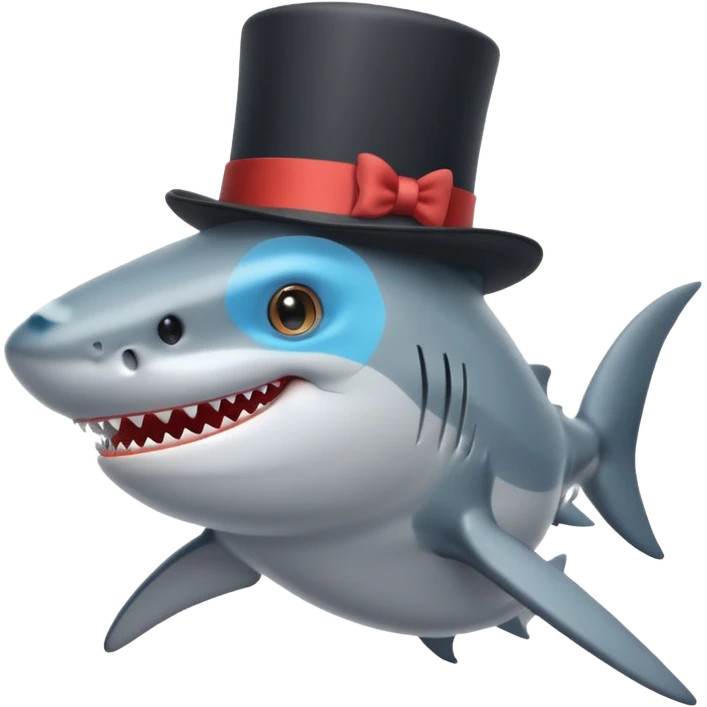 Shark with a top hat emoji