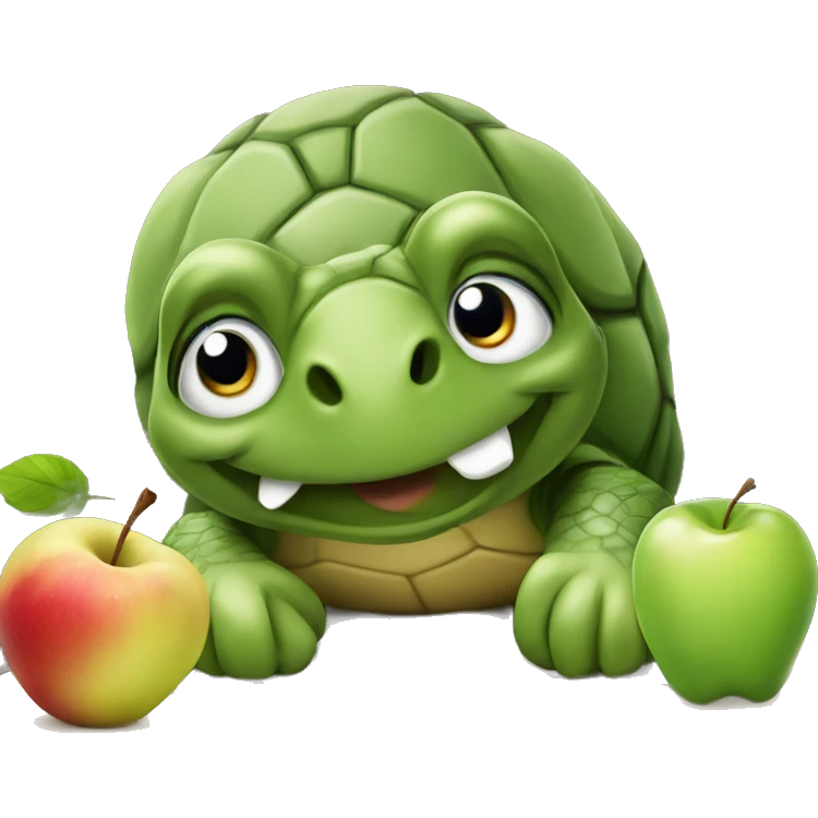 Turtle eating apple  emoji