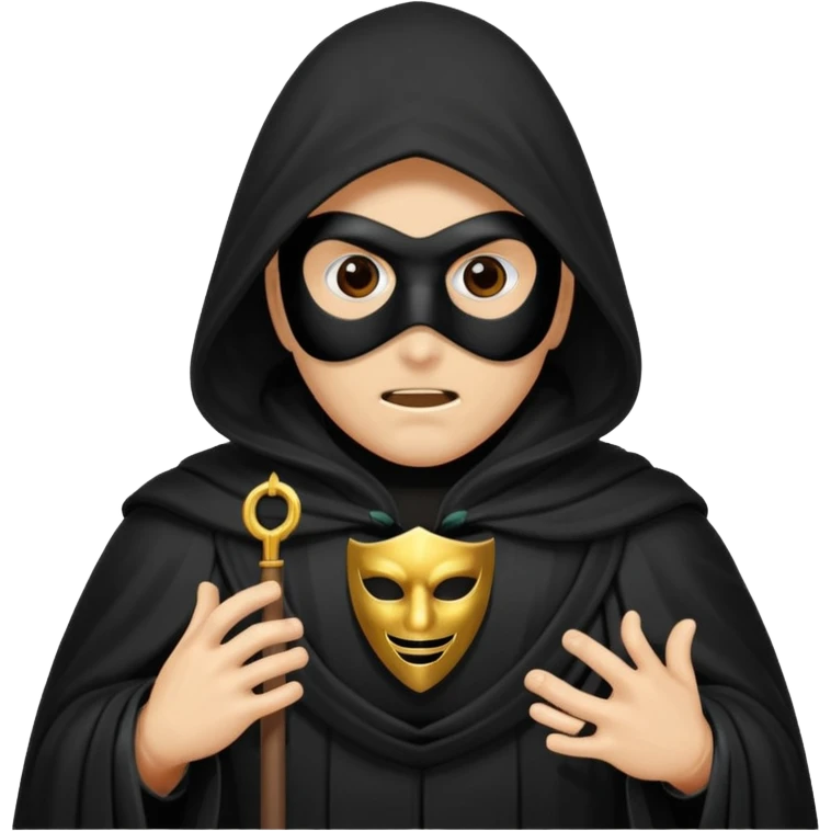 A cultist in a dark cloak with a mask on his face is also dark emoji