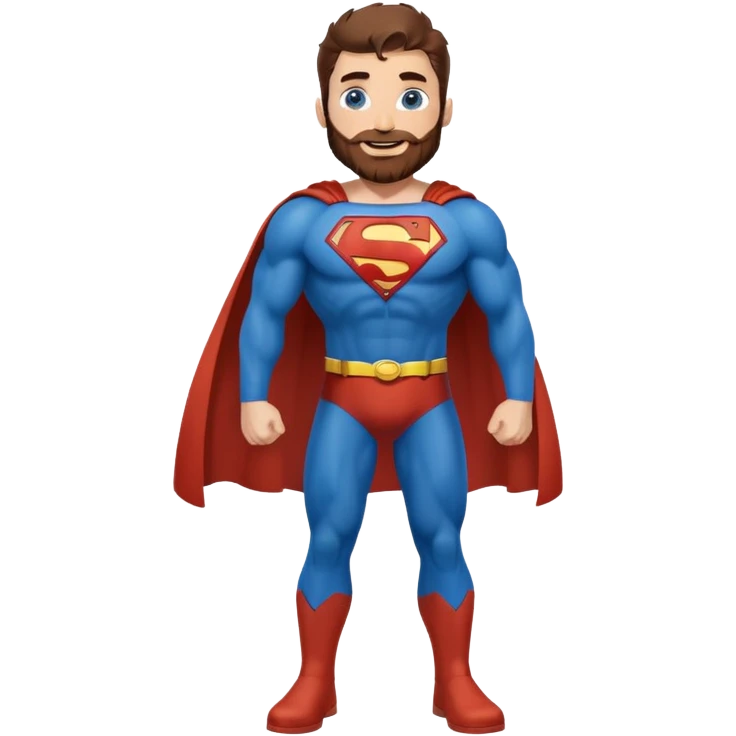 Full body Adult size Superman Blue Eyes Scruffy Redish Brown Beard Muscle happy emoji