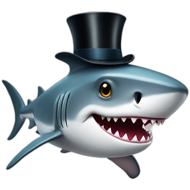 Shark with a top hat emoji