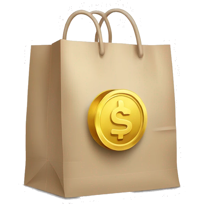 shopping bag with coin emoji