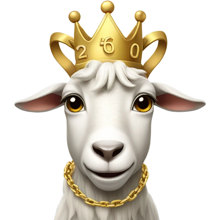 Goat with a crown, with a 100 chain, holding money  emoji