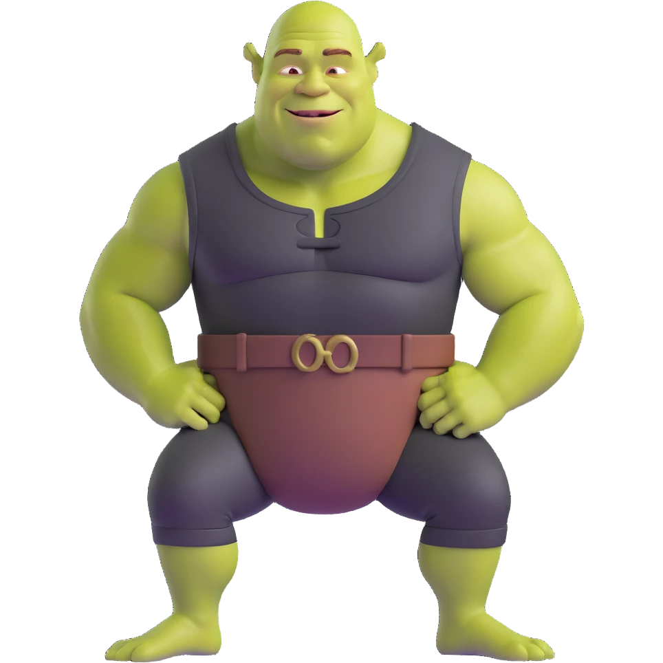 very muscular Shrek soothing Elon Musk emoji
