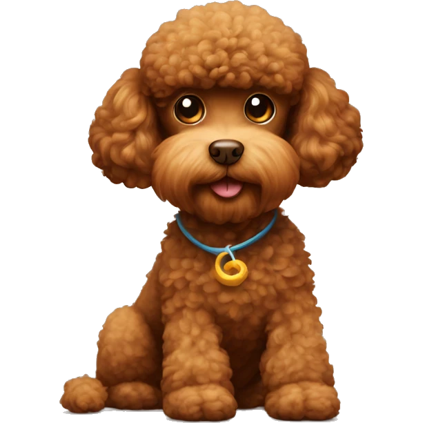 Brown poodle with a monkey on his backe emoji
