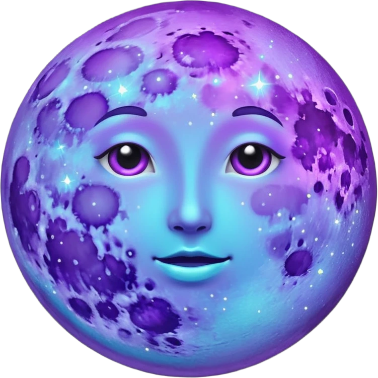 glitter purple and cian moon emoji