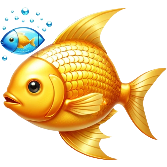 Bright golden fish with radiant glowing scales alongside a shining golden omega-3 capsule. Both elements emitting strong beams of light and sparkles, surrounding them with a brilliant aura. The scene is filled with luminous particles and light rays creating a magical, bright effect. emoji