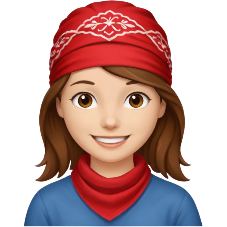 brown haired woman with wearing red bandana emoji