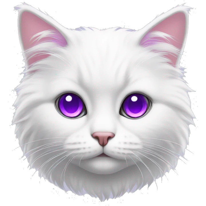 Fluffy White cat with purple eyes emoji