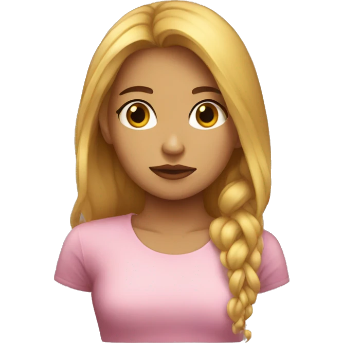 Una  chica de pelo lizo triste  emoji