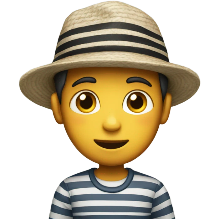 boy in striped shirt hat emoji
