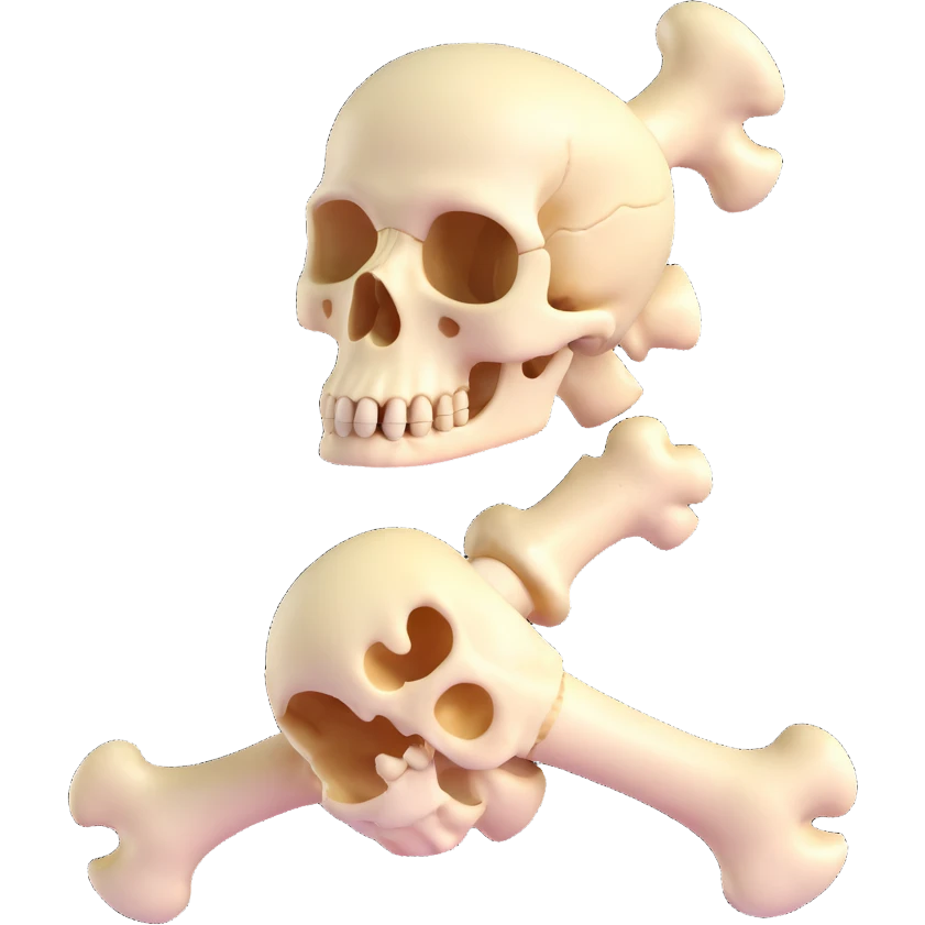 animated bone, lively and playful, 3D style emoji
