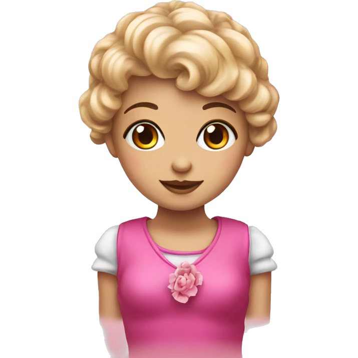 Boneca loira com lacinho rosa emoji