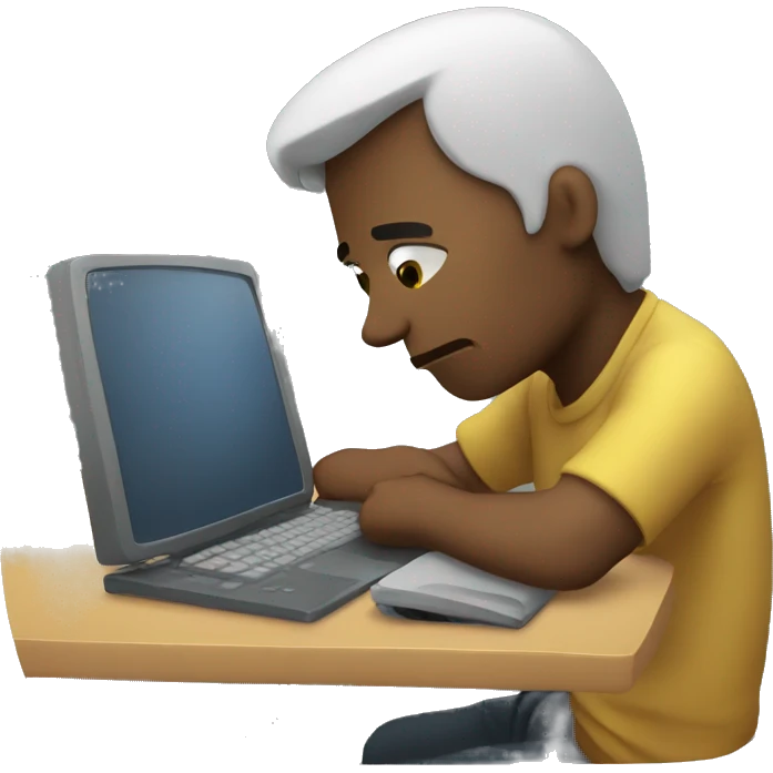 depressed man on computer emoji