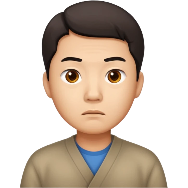 chinese man looking very confused but focused  emoji