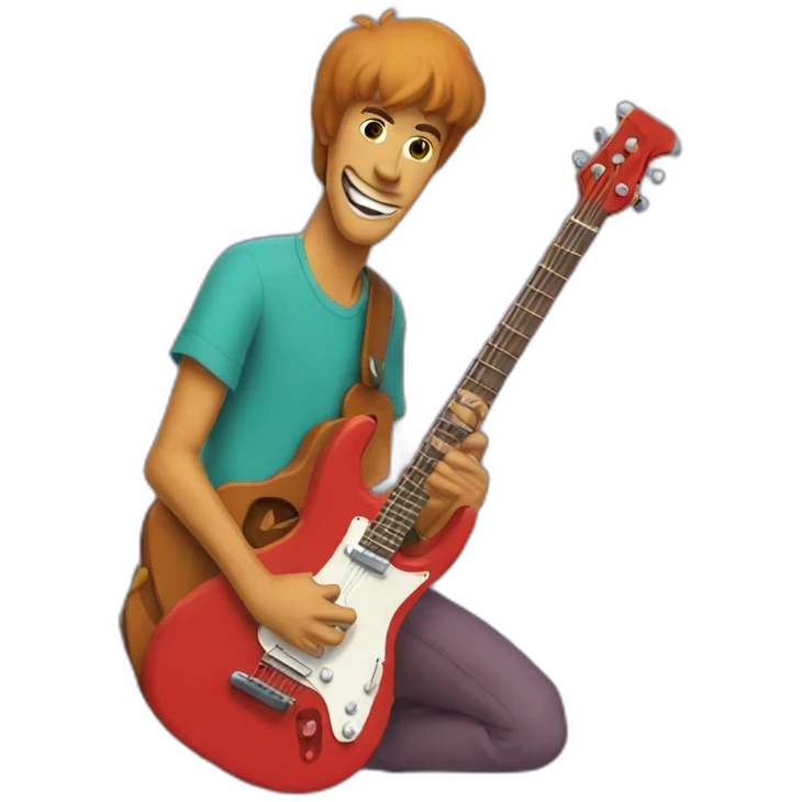 Scooby doo with red guitar  emoji