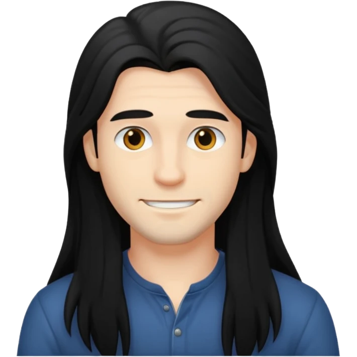 A man have a black long hair emoji