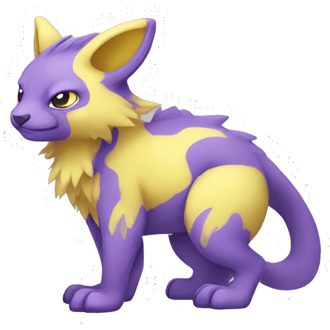 Cute cool purple yellow animal hybrid Fakemon full body emoji