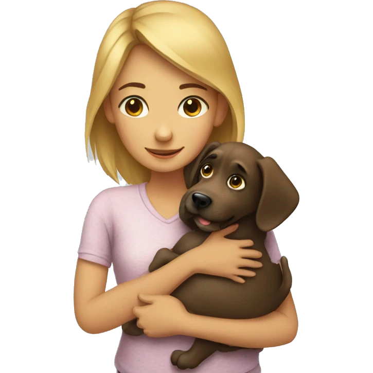 Girl hug a dog emoji