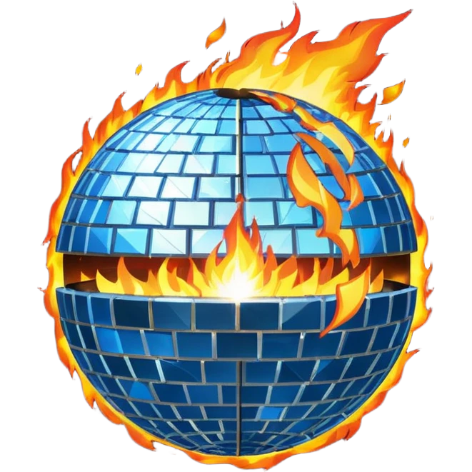 disco ball on fire on top emoji