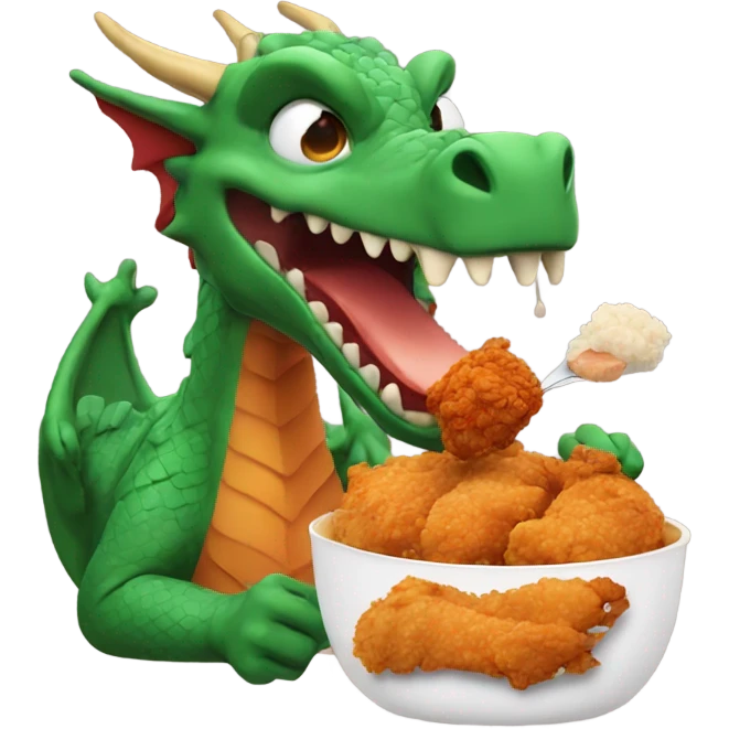 Dragon eating fried chicken emoji