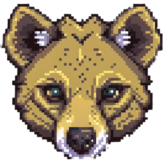 hyena head close-up in pixel art style emoji