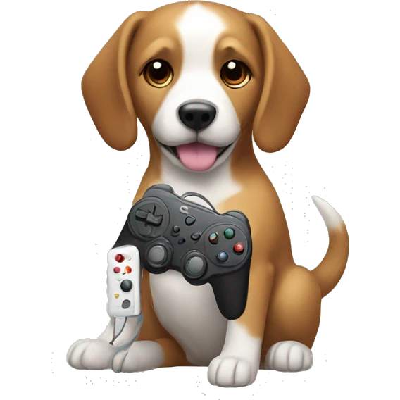 Dog holding controller emoji