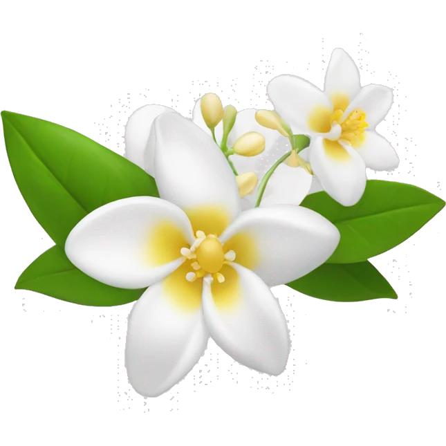 Jasmine's flowers with white petals and a yellow center of stamens emoji